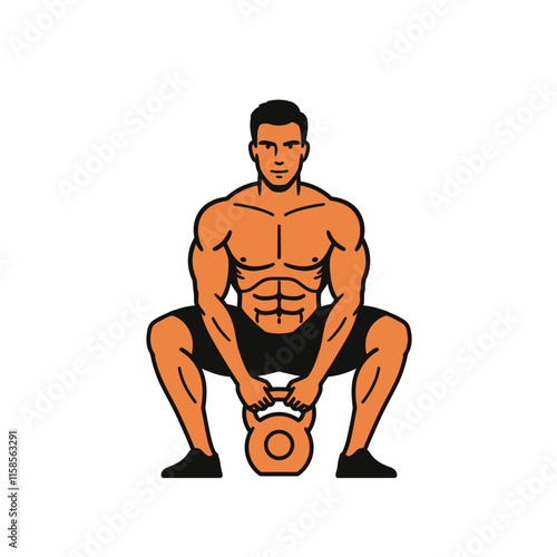 Muscular bodybuilders and fitness vector logos.