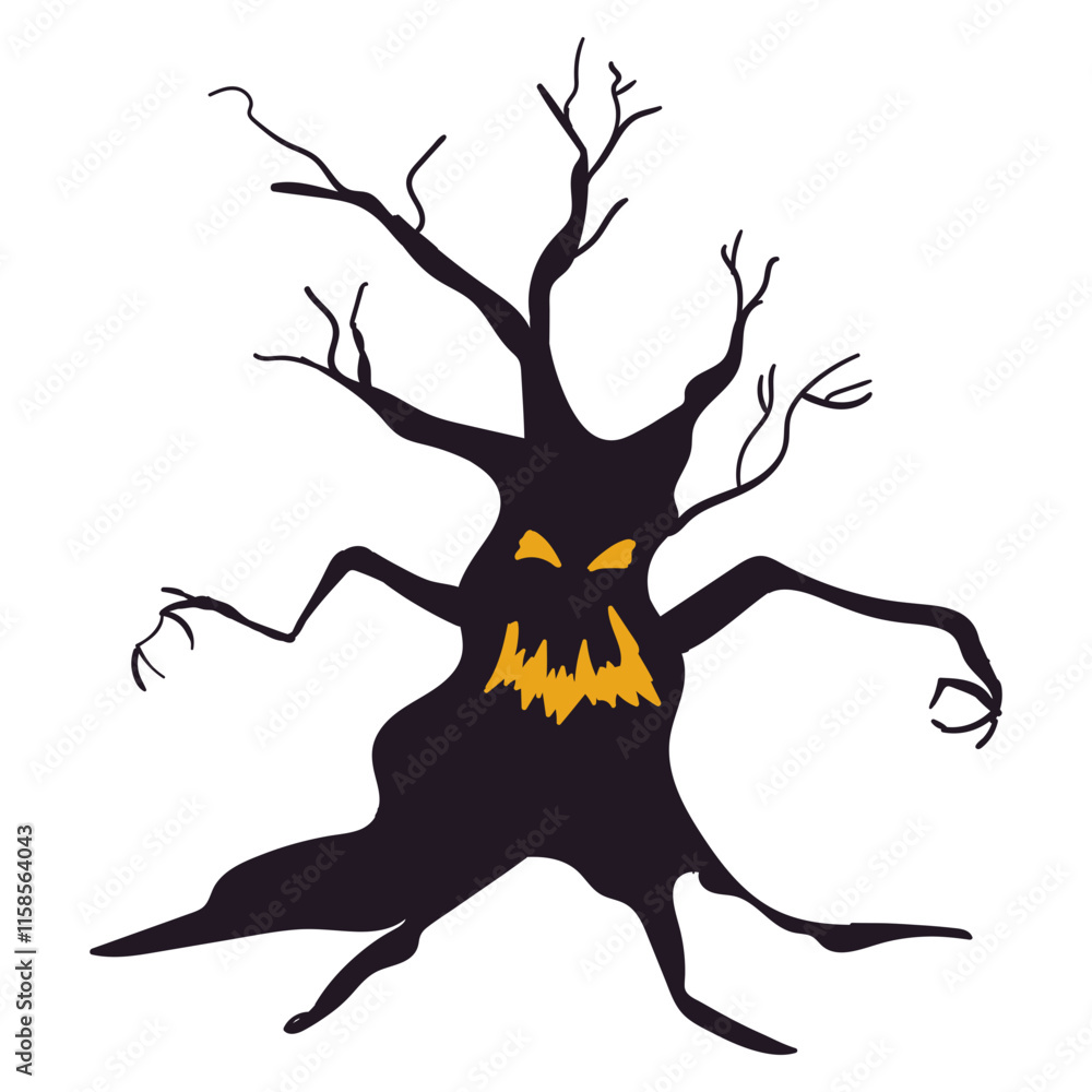 Fototapeta premium Halloween Spooky Tree Illustration