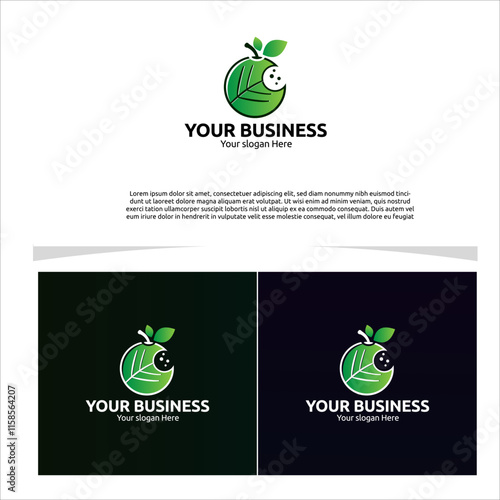 Wallpaper Mural minimalist logo featuring a vibrant green leaf with a gentle bite mark on one edge for your company Torontodigital.ca