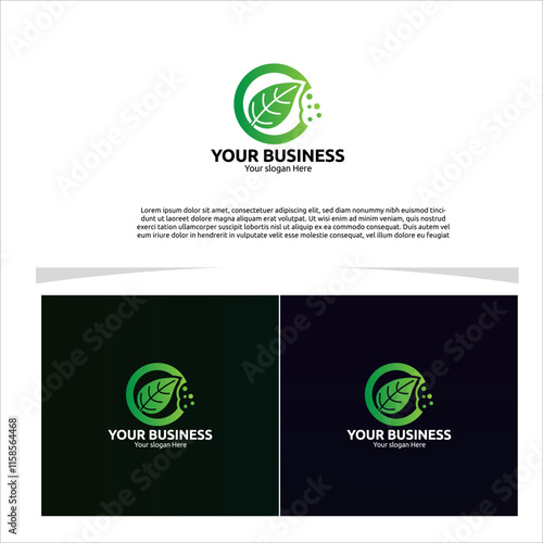 Wallpaper Mural minimalist circle logo featuring a vibrant green leaf with a gentle bite mark on one edge Torontodigital.ca