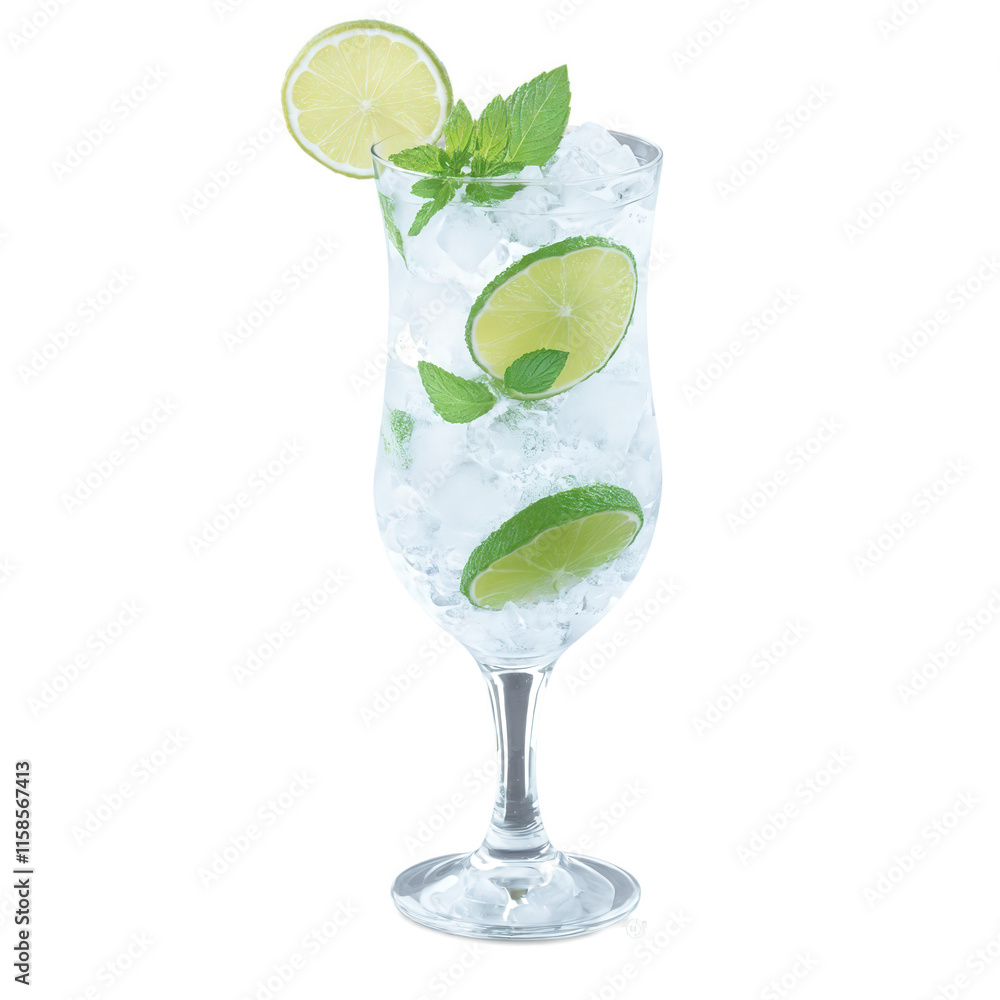 Mojito A crystal-clear cocktail filled with crushed ice, vibrant green mint leaves, and wedges of juicy lime, muddled with white Mojito A crystal-clear cocktail filled with crushed ice, vibrant green mint leaves, and wedges of juicy lime, muddled with white