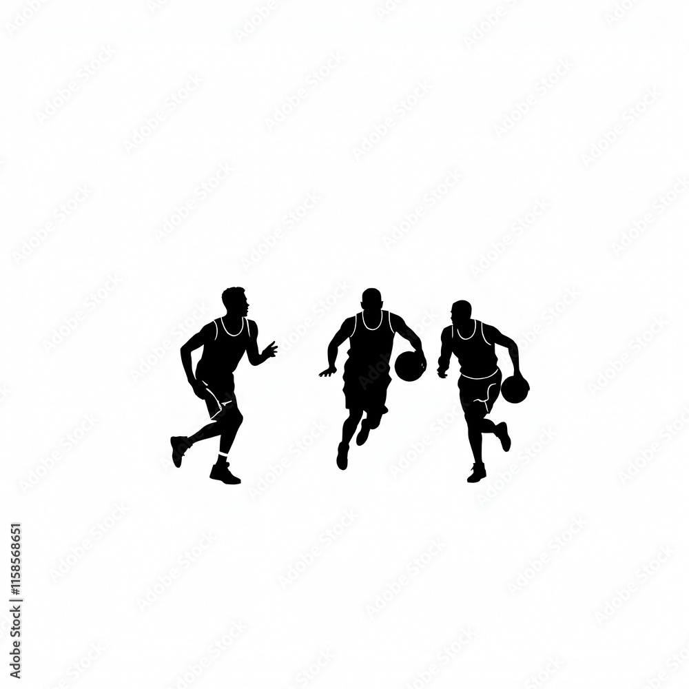 Silhouette Basketball Players: Dynamic Action and Sport Silhouette Basketball Players: Dynamic Action and Sport