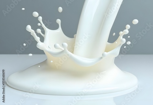 Milk splash close up, drink concept, package, illustration food,illustration 3D
 photo