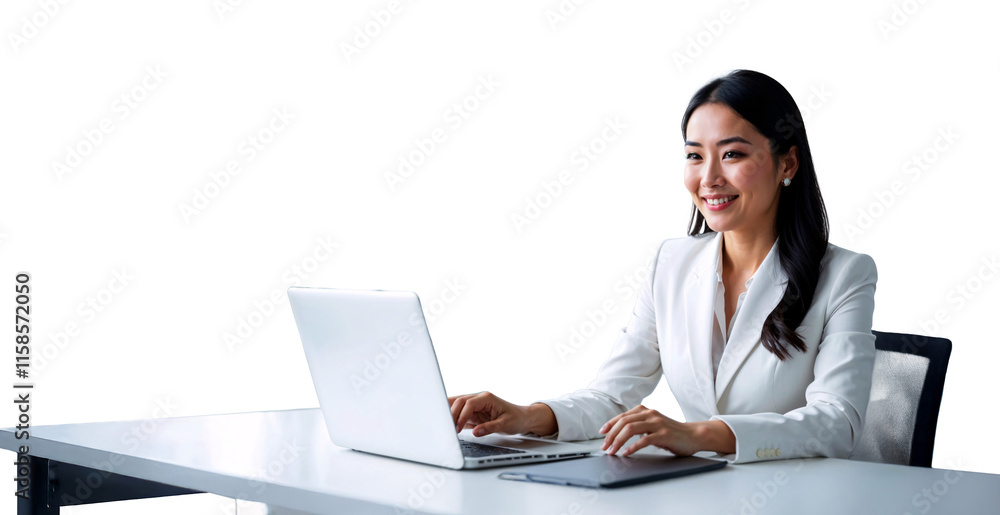 Smiling Mature Businesswoman Managing Digital Projects
Middle-Aged Professional Executive Working on Laptop in Office. Isolated transparency PNG format Smiling Mature Businesswoman Managing Digital Projects
Middle-Aged Professional Executive Working on Laptop in Office. Isolated transparency PNG format