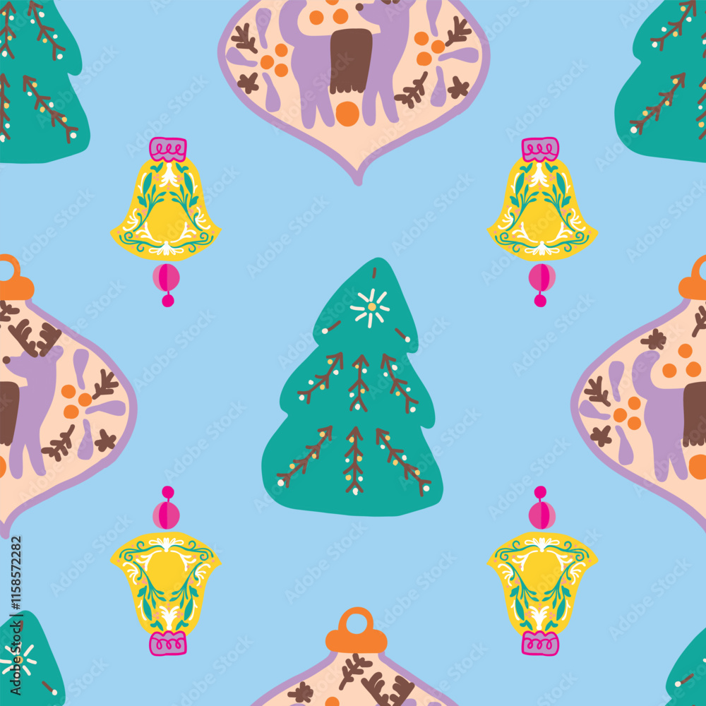 Naklejka premium Vector_xmasdecor_seaml_stock18