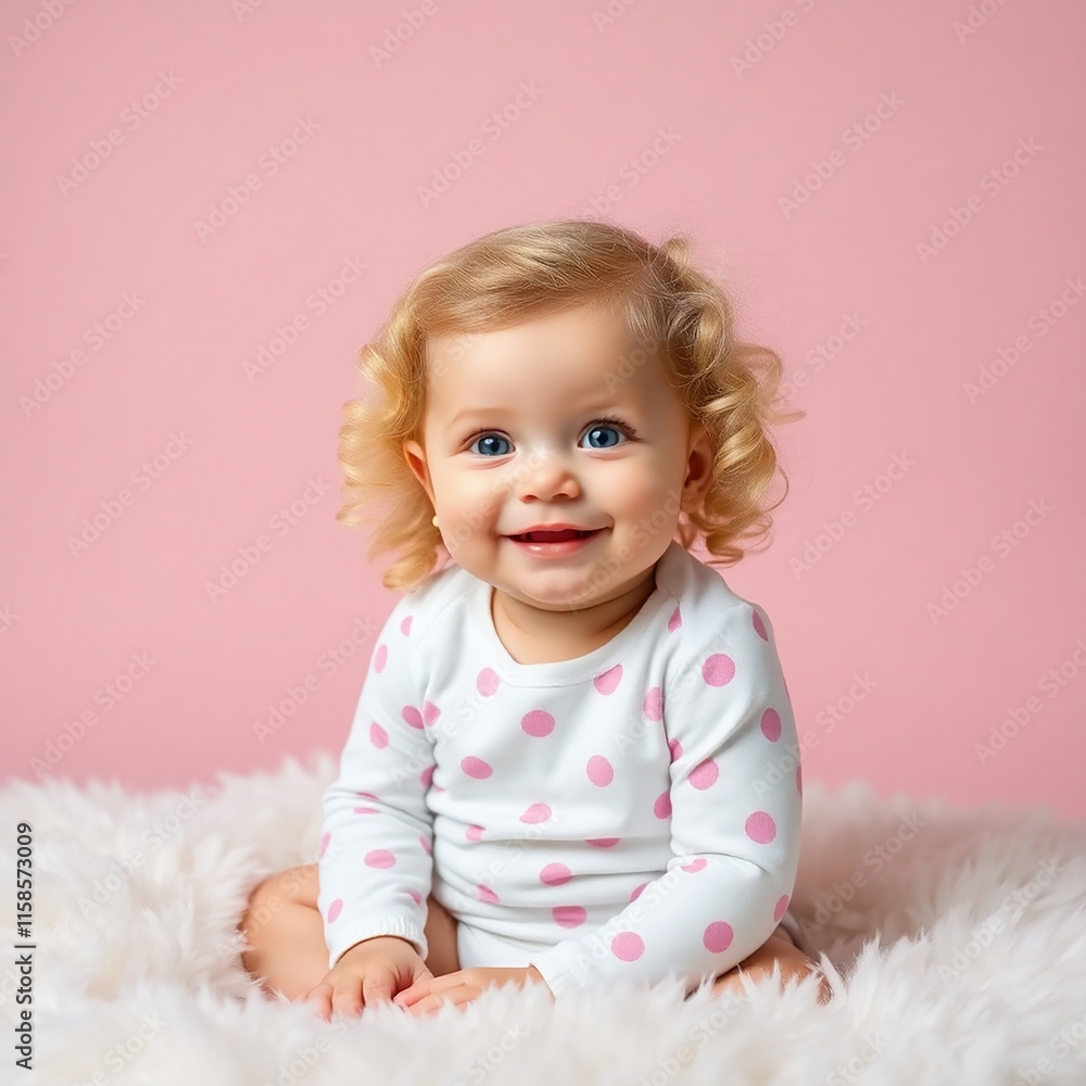Girl Sitting on White Mat: Calm and Serene Childhood Moment. Girl Sitting on White Mat: Calm and Serene Childhood Moment.
