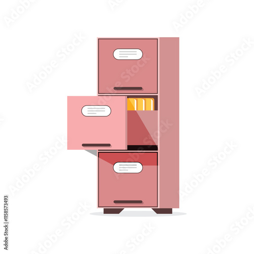Office cabinet icon in flat style. Furniture storage vector illustration on isolated background. Drawer sign business concept.