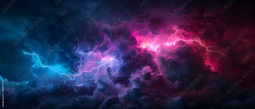 custom made wallpaper toronto digitalDramatic Night Sky with Vibrant Lightning and Colorful Clouds Illuminating the Cosmic Scene