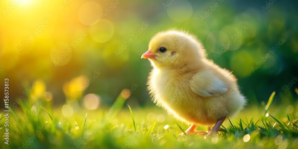 Adorable Chick on Green Grass - Cute Baby Chicken Photo - Spring Meadow Adorable Chick on Green Grass - Cute Baby Chicken Photo - Spring Meadow