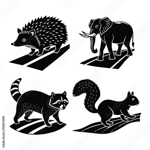 Wildlife Conservation Silhouettes Vector Collection.