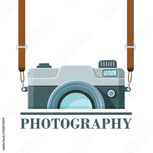 Camera icon in flat style. Photography vector illustration on isolated background. Photo sign business concept.