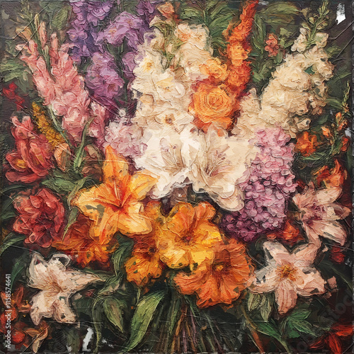 Photos Enchanting Oil Paint Flower Illustrations