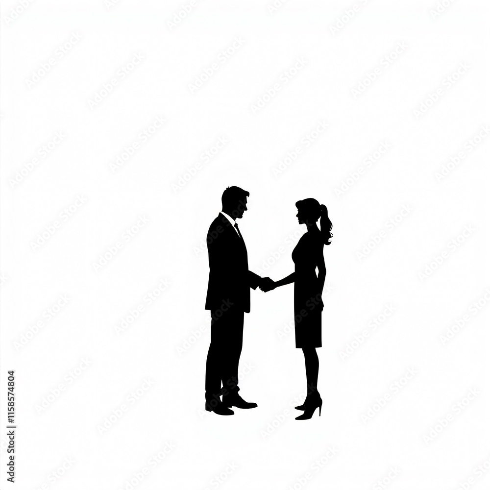 Silhouette of a Business Handshake: A Deal Sealed Silhouette of a Business Handshake: A Deal Sealed