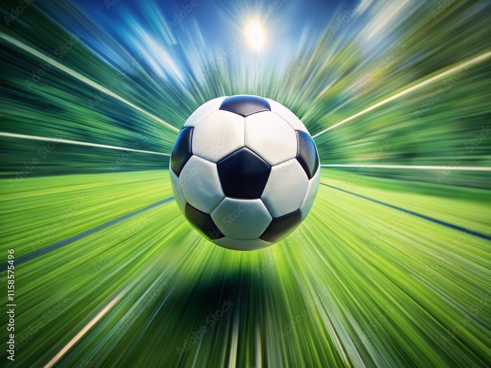 Naklejka premium Aerial Soccer Shot: Bird's Eye View of a Kicked Ball - Stunning High-Angle Photography