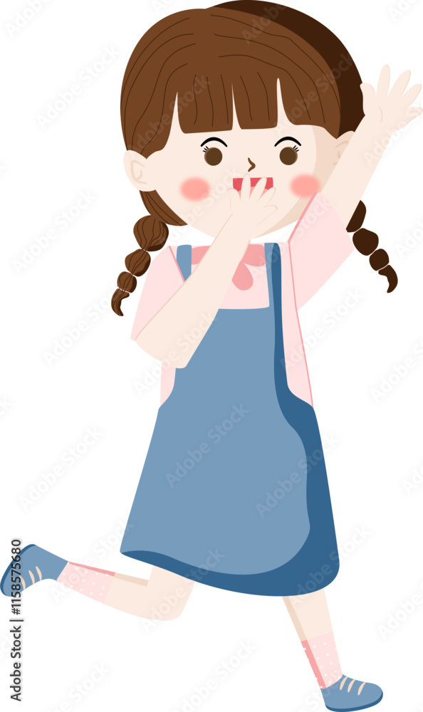 Cute Cartoon Girl with Braided Hair Cute Cartoon Girl with Braided Hair