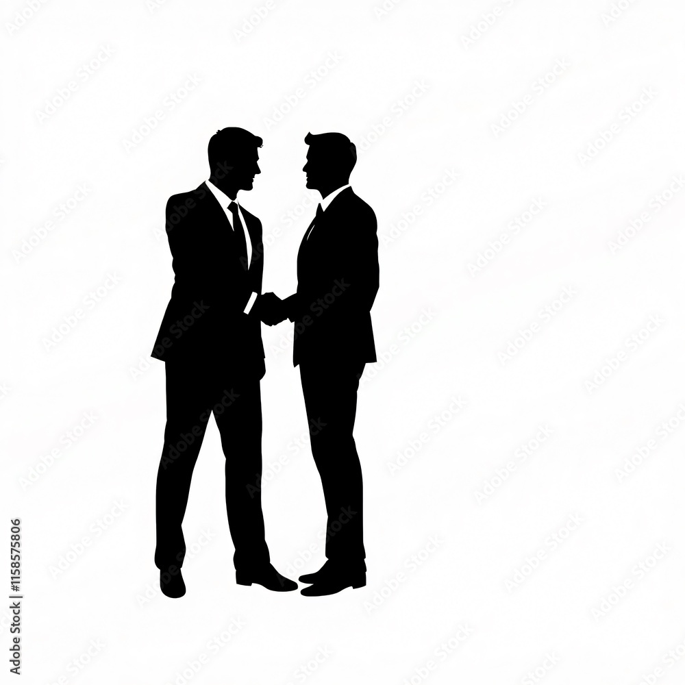 Businessmen Handshake Silhouette: A Deal Sealed in Black and White Businessmen Handshake Silhouette: A Deal Sealed in Black and White
