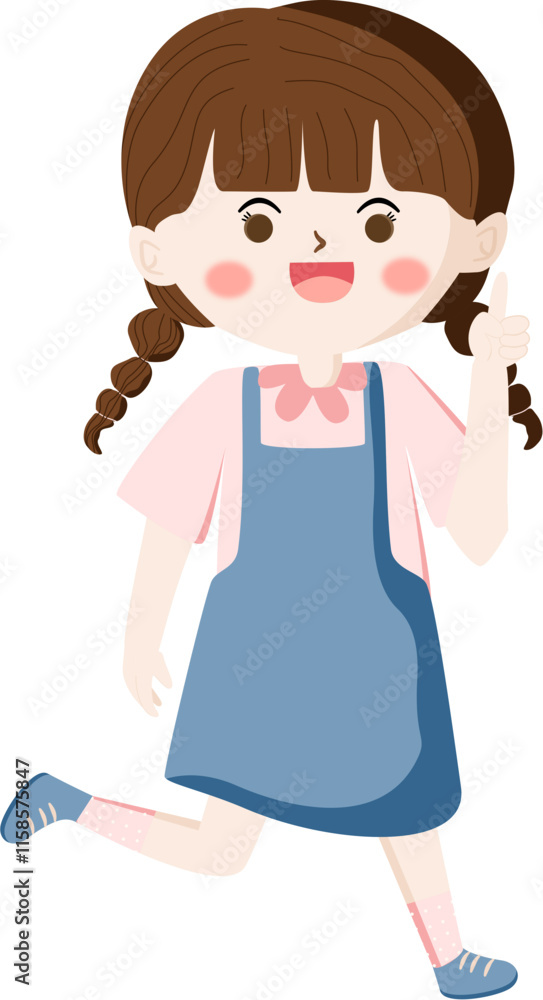Cute Cartoon Girl with Braided Hair Cute Cartoon Girl with Braided Hair