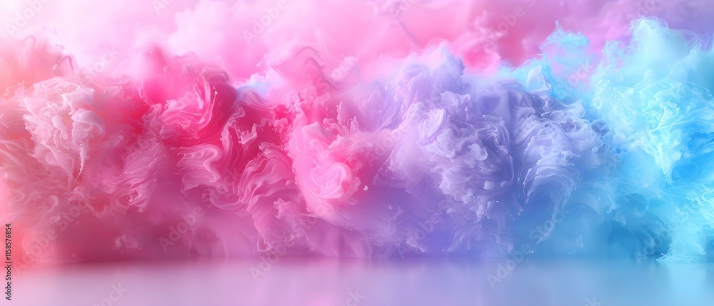 Fototapeta premium Dreamy pastel clouds of pink, blue, and purple swirling together in an ethereal abstract background for creative projects