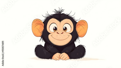 Adorable Baby Chimpanzee Illustration: A Charming Digital Painting AI Generated photo