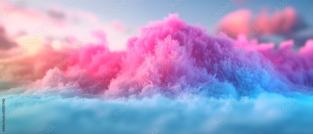 Fototapeta premium Ethereal Clouds in Vibrant Pink and Blue Hues Over a Dreamy Horizon at Sunset