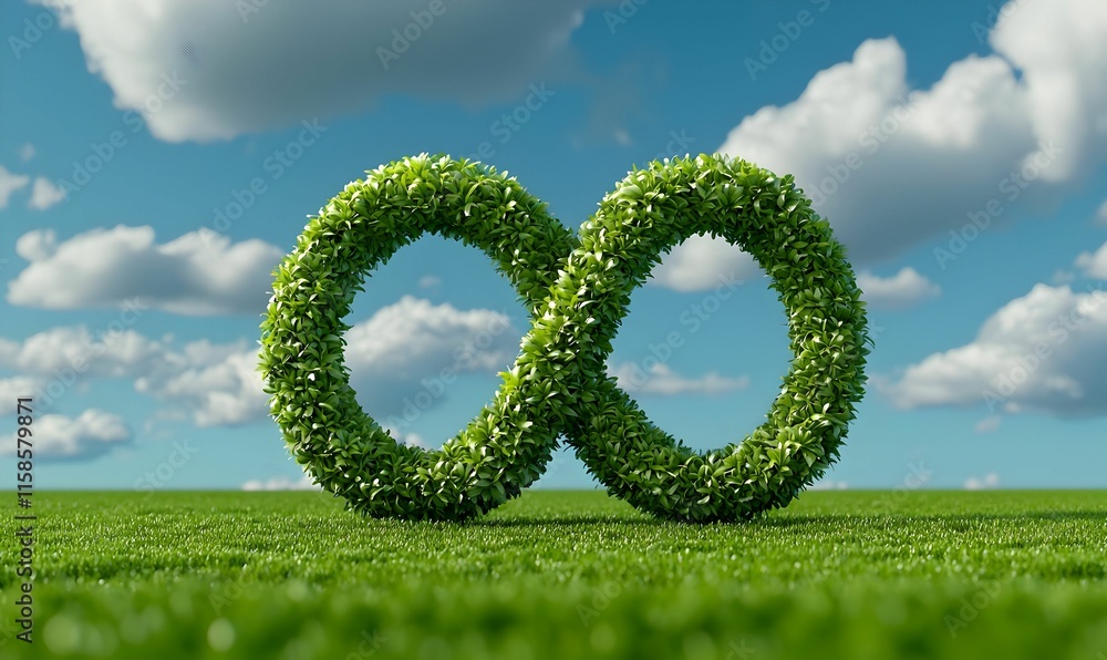 Verdant Infinity, a lush symbol crafted from vibrant greenery, gracefully sprawls across an open field, embodying nature's eternal cycle. Verdant Infinity, a lush symbol crafted from vibrant greenery, gracefully sprawls across an open field, embodying nature's eternal cycle.