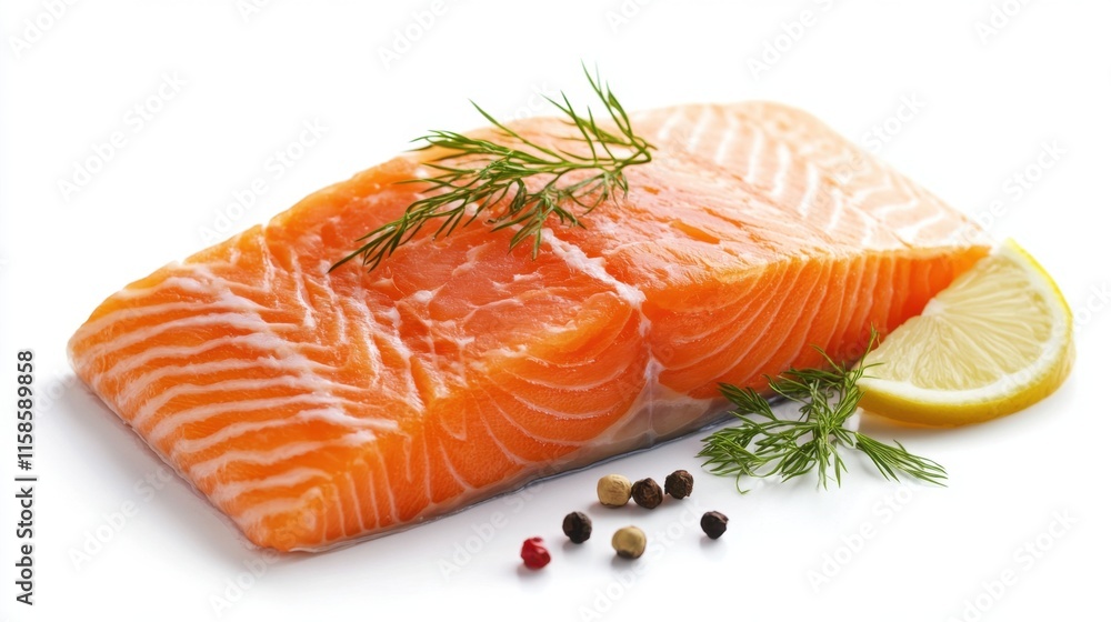Fresh Raw Salmon Fillet on Clean Background Fresh Raw Salmon Fillet on Clean Background