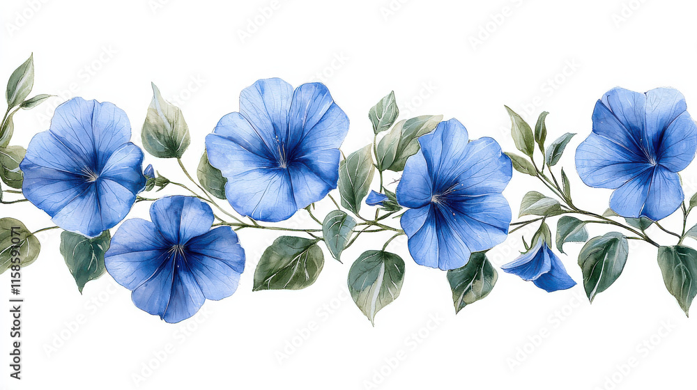 Fototapeta premium Blue Bouquet of Flowers, Close-up Perspective on Green Background, Ideal for Floral Advertisements and Lifestyle Blogs