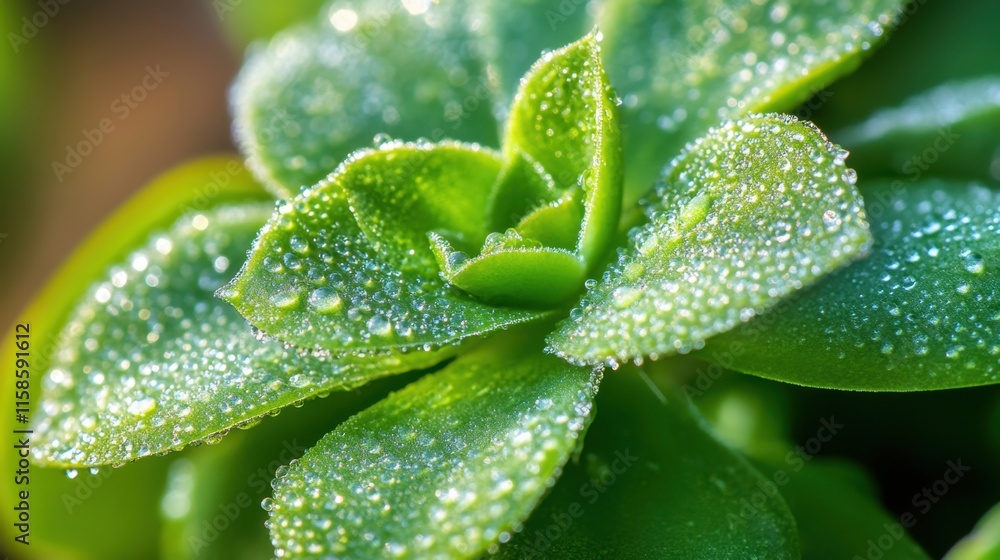 Fresh Succulent with Dewy Leaves Under Soft Lighting Fresh Succulent with Dewy Leaves Under Soft Lighting