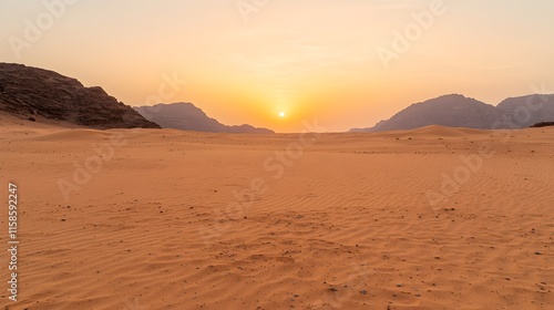 Serene desert landscape at sunset with golden sands
