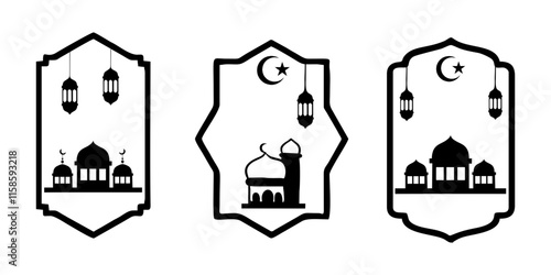 Islamic lantern - mosque shillouette - template islamic ornament