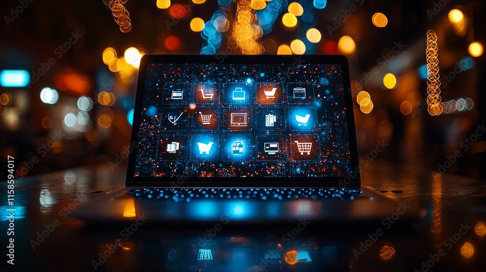 A digital backdrop featuring Black Friday and Cyber Monday, complete with tech gadgets and shopping bags, perfect for ecommerce sales and promotions. A digital backdrop featuring Black Friday and Cyber Monday, complete with tech gadgets and shopping bags, perfect for ecommerce sales and promotions.