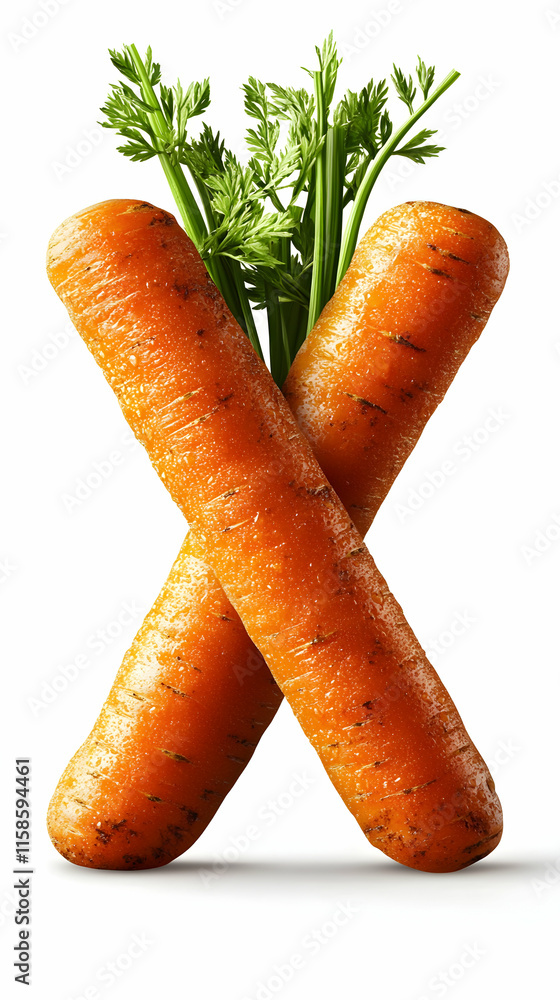 custom made wallpaper toronto digitalVibrant Carrot X Shape Realistic Image, Healthy Food Photography, Vegetable Alphabet, Orange Root Vegetable, Culinary Still Life