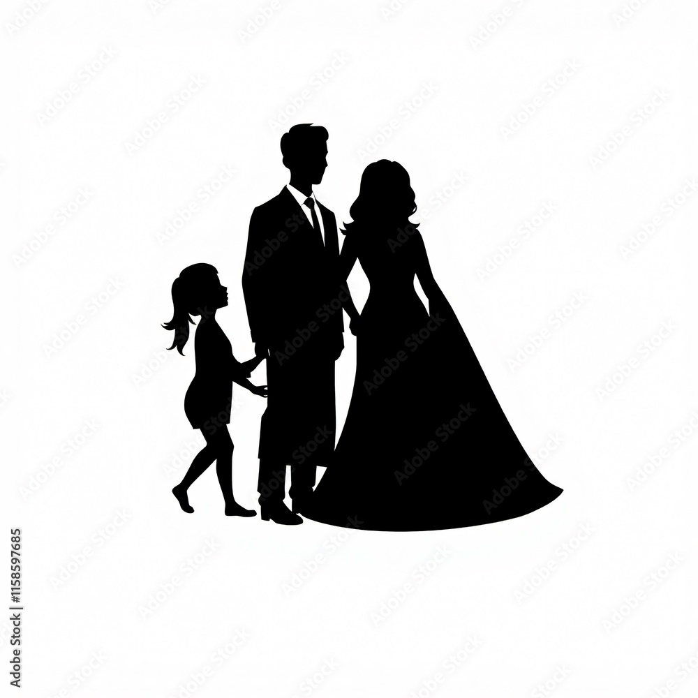 Silhouette Family: A Happy Family of Three Silhouette Family: A Happy Family of Three