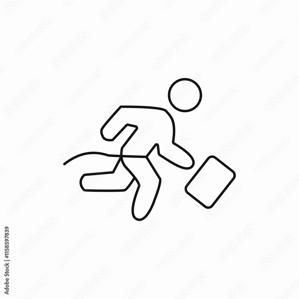 Business person running briefcase hurry icon vector sign Business person running briefcase hurry icon vector sign