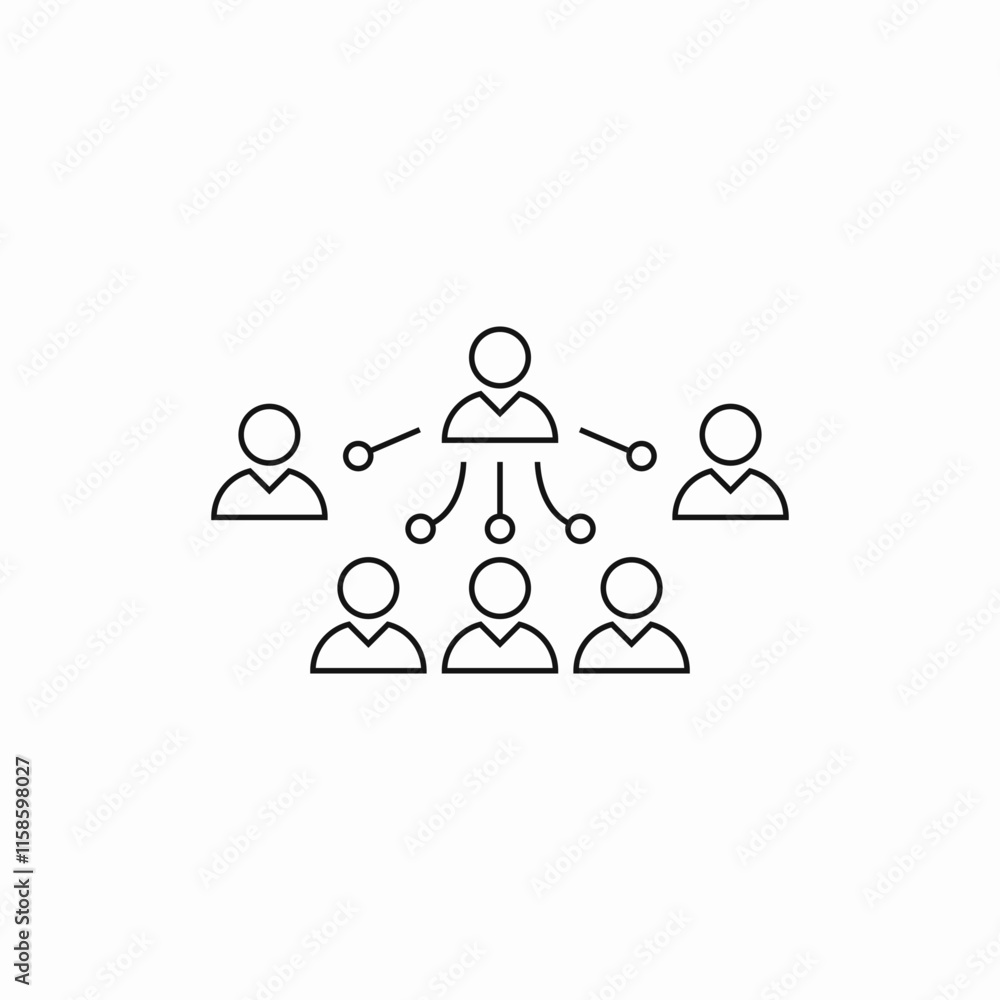 Network people connection hierarchy structure icon vector sign Network people connection hierarchy structure icon vector sign