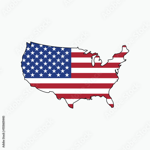 united states map vector design with flag elements