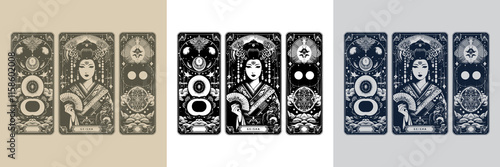 geisha tattoo design with classic japanese elements