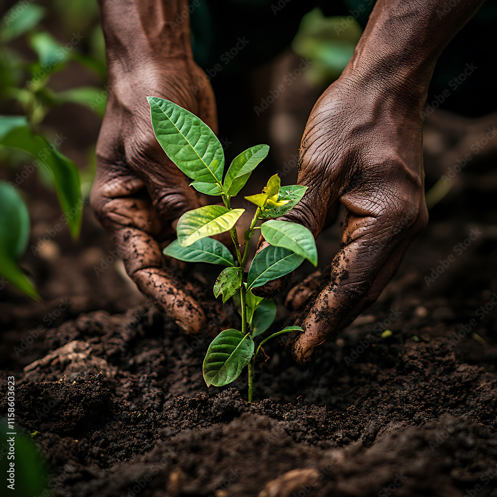Hands Holding a Tree Sapling with Soil Hands Holding a Tree Sapling with Soil
