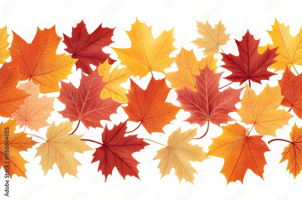 Fototapeta premium Seamless bright fall autumn leaves border