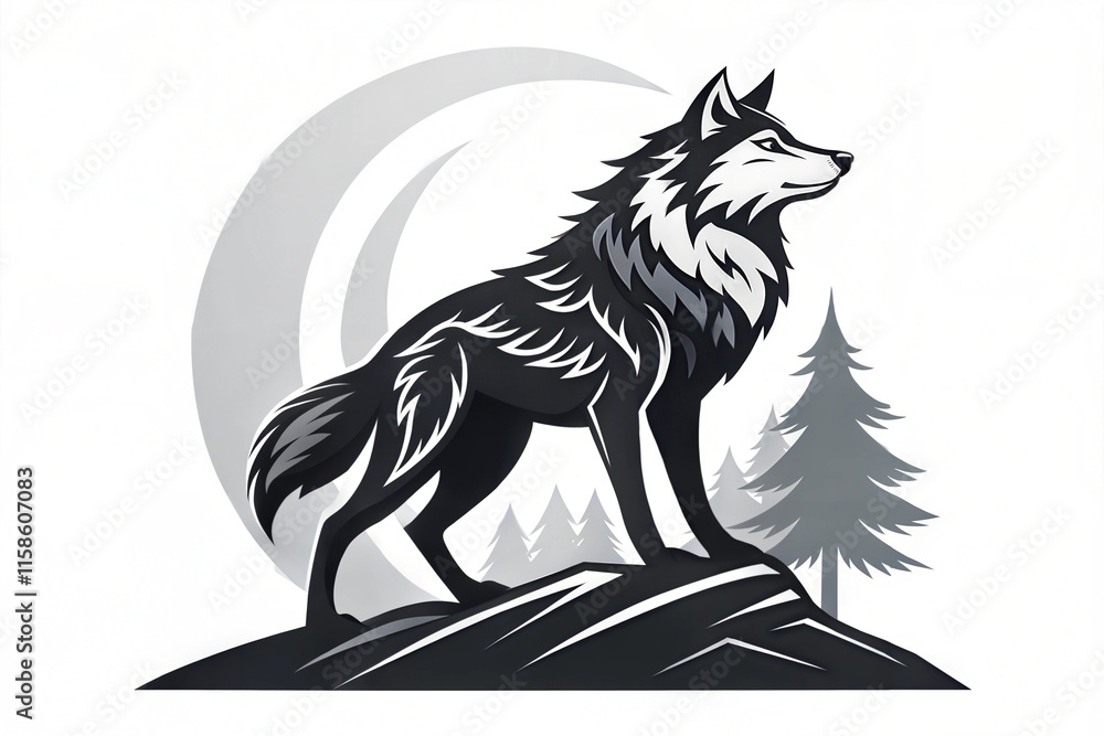 Obraz premium Minimalist Wolf Head Logo Vector 
