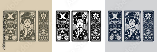 timeless geisha playing card tattoo design