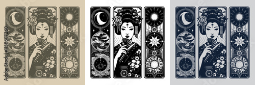 geisha tattoo design with serene expressions