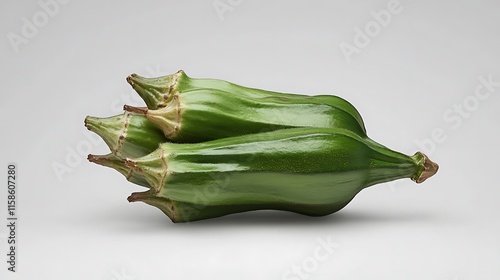 Vibrant Green Okra Pods: A Close-Up Studio Still Life AI Generated photo