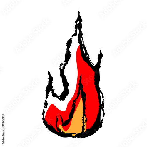 筆タッチの手描きの炎のイラスト