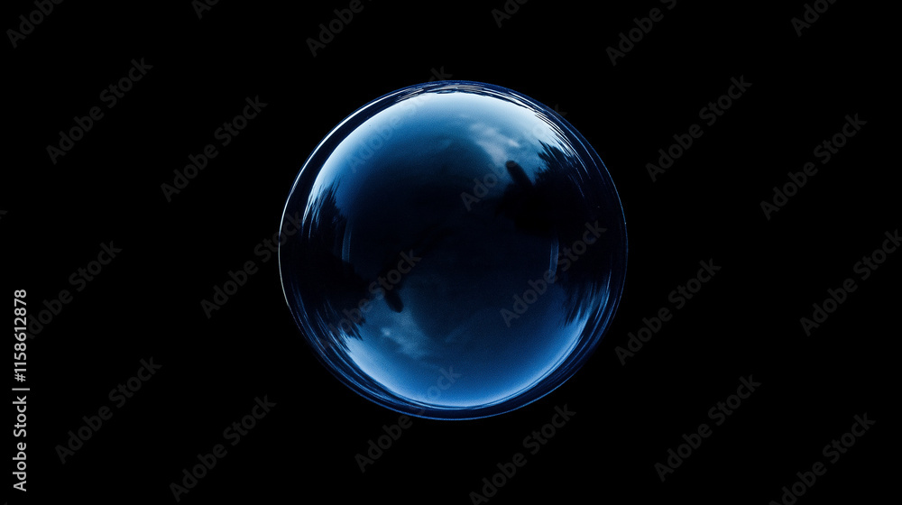 dark blue bubble floating in the air dark blue bubble floating in the air