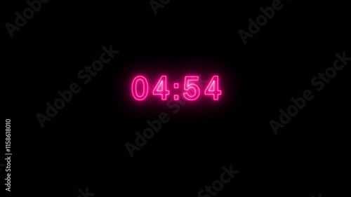 digital clock full 24h time-lapse - dark numbers.  5 minute digital come down photo