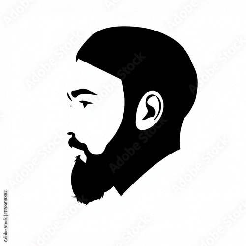 Profile of a Bearded Man: A Striking Black and White Silhouette photo