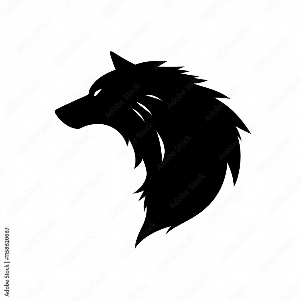 Majestic Wolf Silhouette: A Striking Vector Graphic Majestic Wolf Silhouette: A Striking Vector Graphic