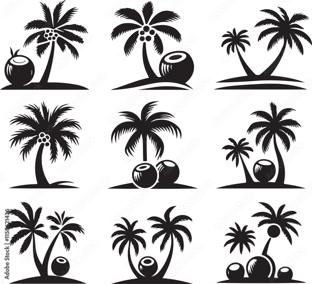 High-Quality Coconut Tree Graphics for Creative Projects High-Quality Coconut Tree Graphics for Creative Projects