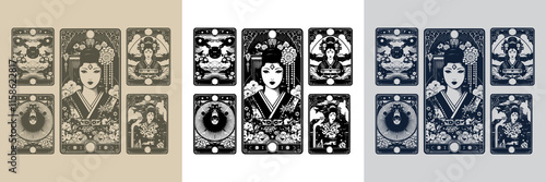 mystical geisha playing card tattoo design